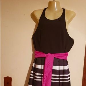 Eliza J-Black and White stripe ball gown